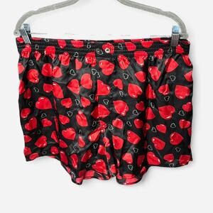 VTG Cezani 100% Silk Boxer Shorts XL - Red Hearts Print - NWT